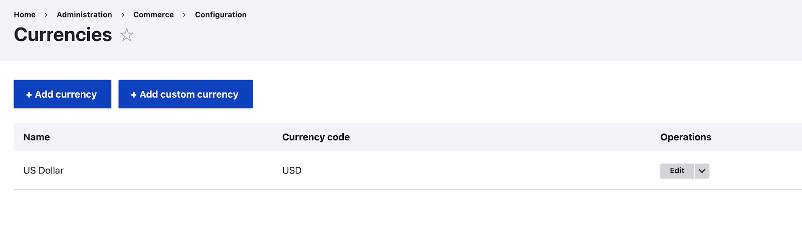 Drupal Commerce - Currencies