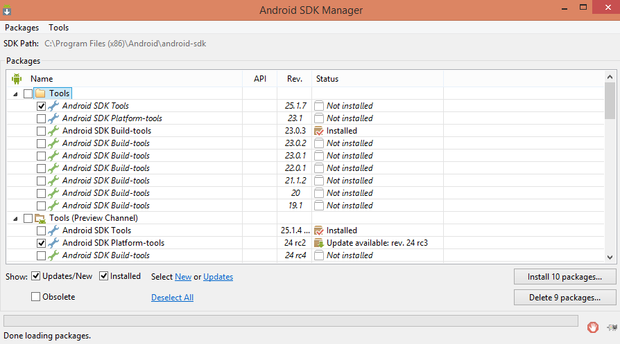 Android SDK Tools Only screenshot