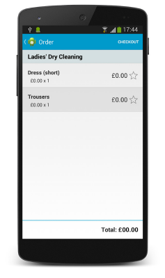  Summary of user`s selection.Ordering application for dry cleaners