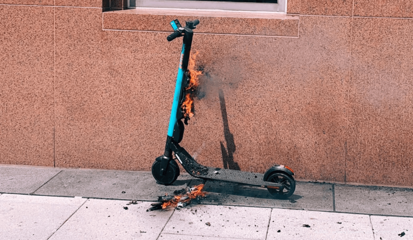 An electric scooter caught fire in downtown D.C.