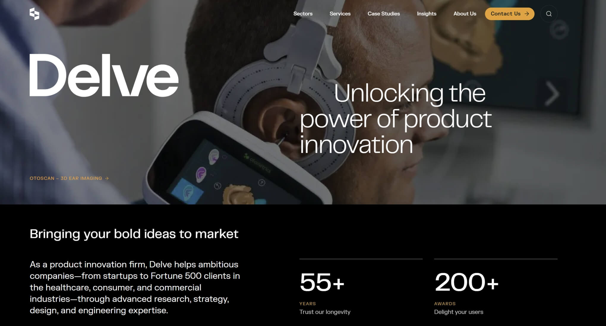 Banner for Delve, a product development page