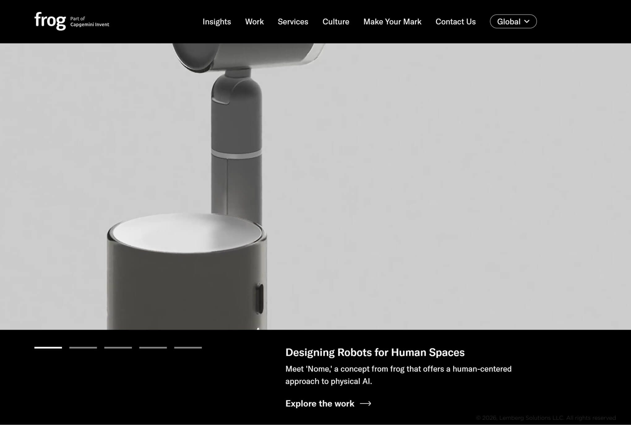 Banner for Frog Design, a product development page
