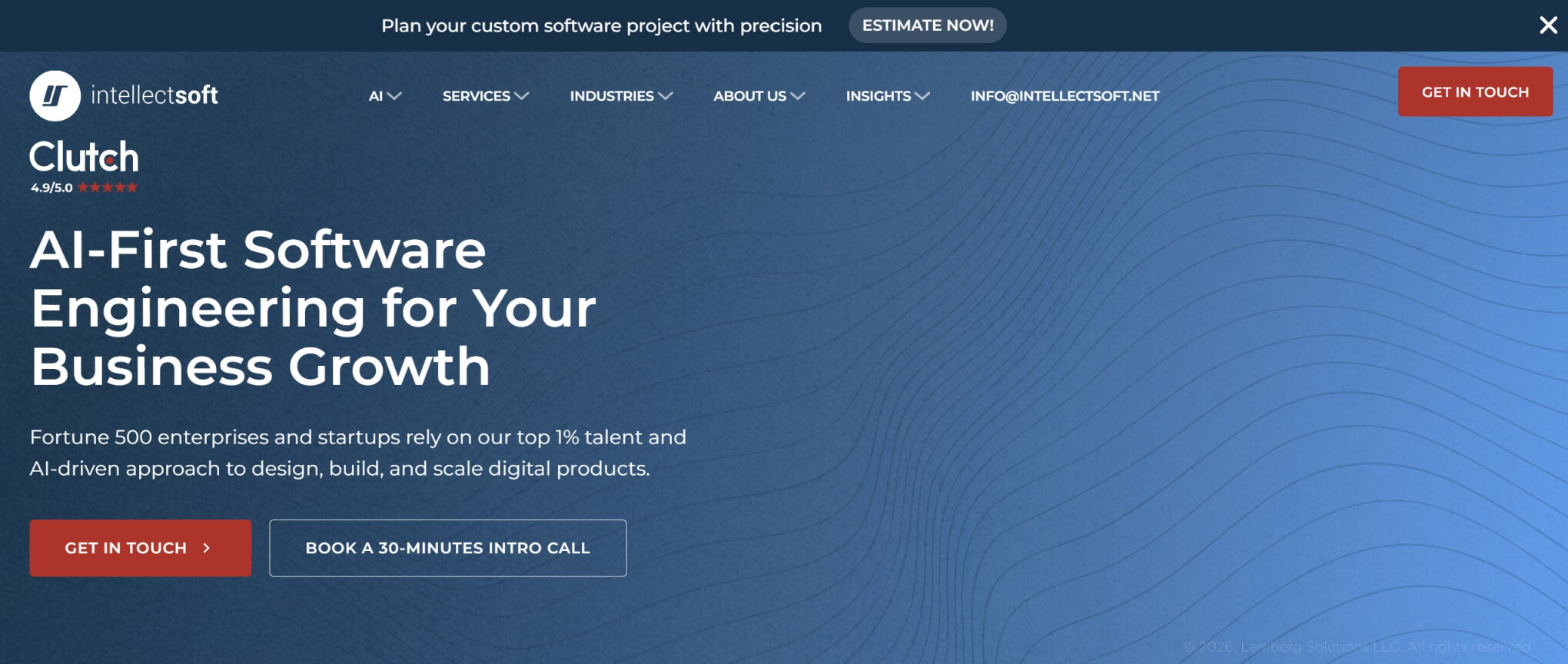 Banner for Intellectsoft, a product development page