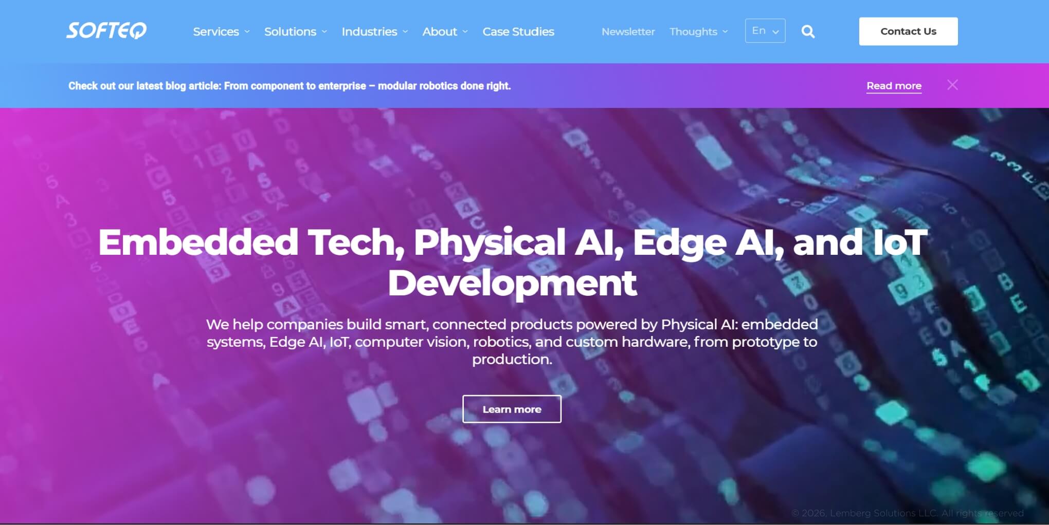 Banner for Softeq, a product development page