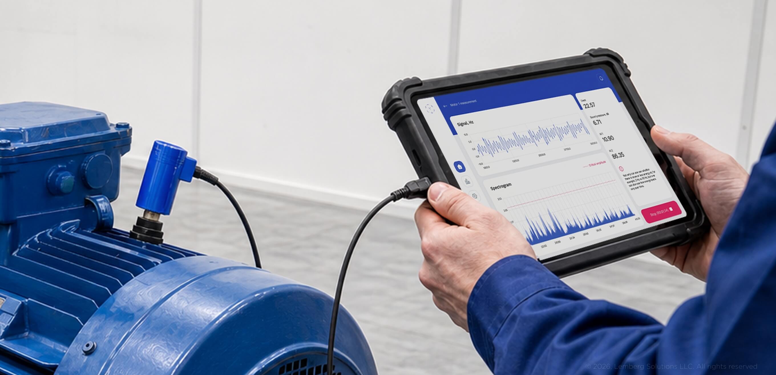 Illustration of a rolling bearing predictive maintenance solution for industrial settings - Lemberg Solutions