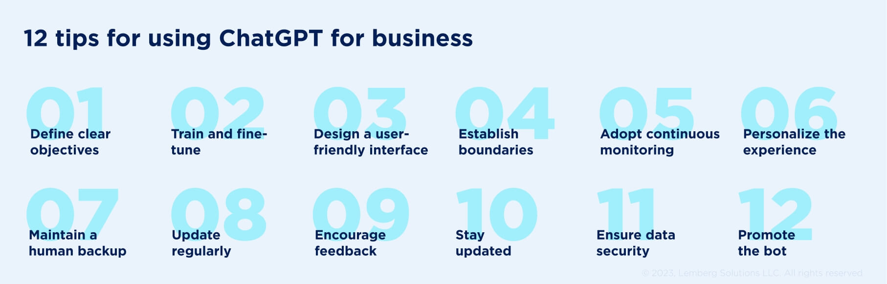 How to Use ChatGPT for Your Business? - Lemberg Solutions - 12 tips for using ChatGPT for business How to Use ChatGPT for Your Business? - Lemberg Solutions - 12 tips for using ChatGPT for business