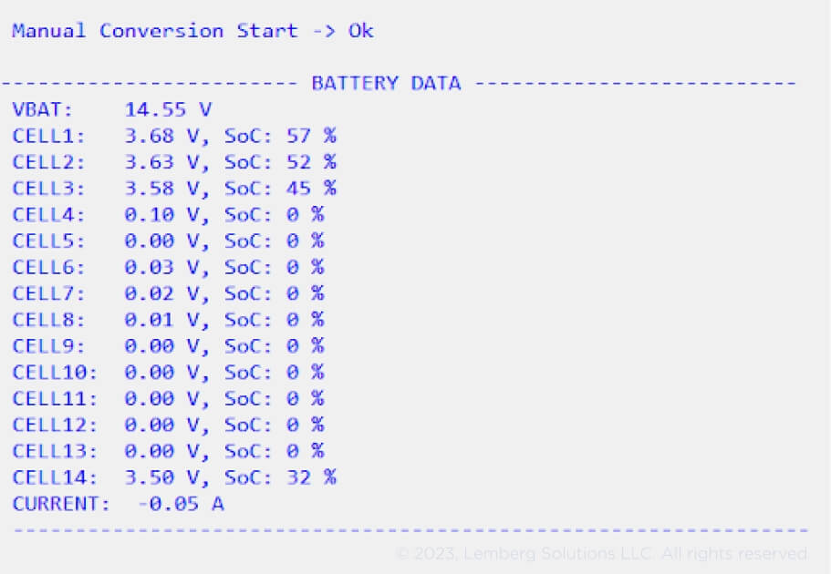 Terminal output example Cell connection schema - Lemberg Solutions