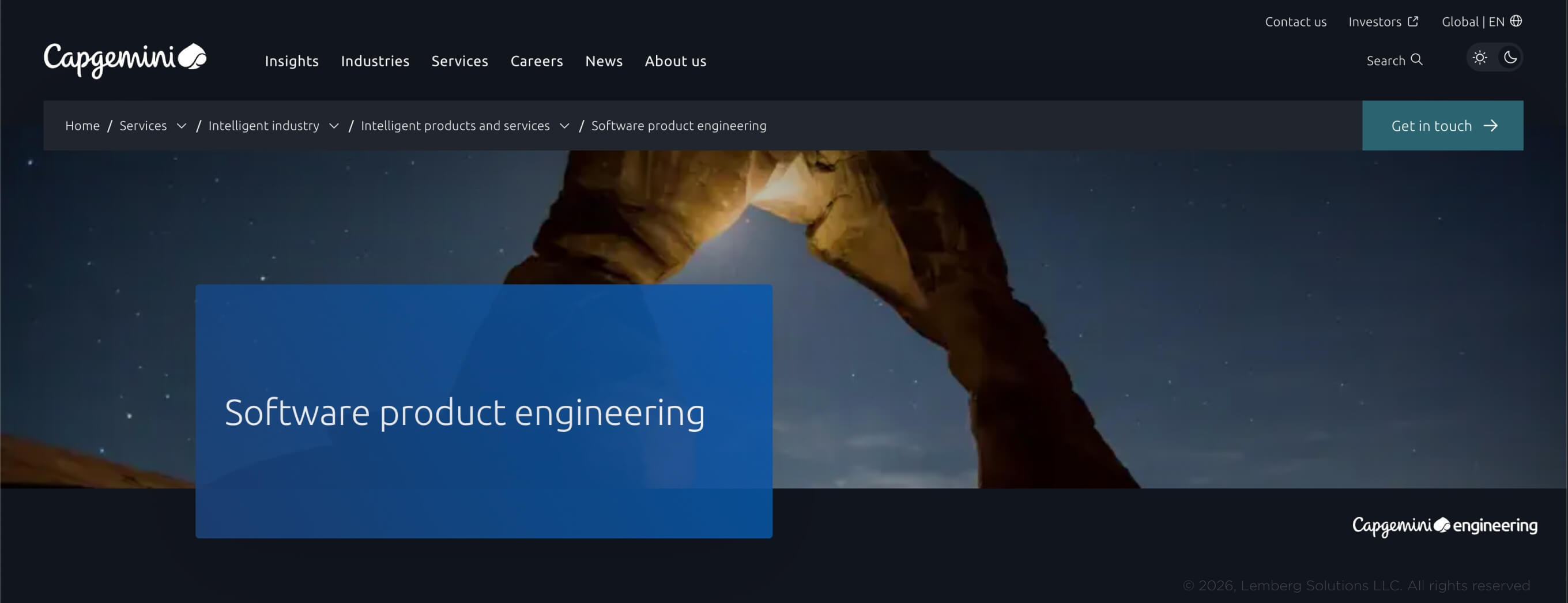 Banner for Capgemini, a product engineering page