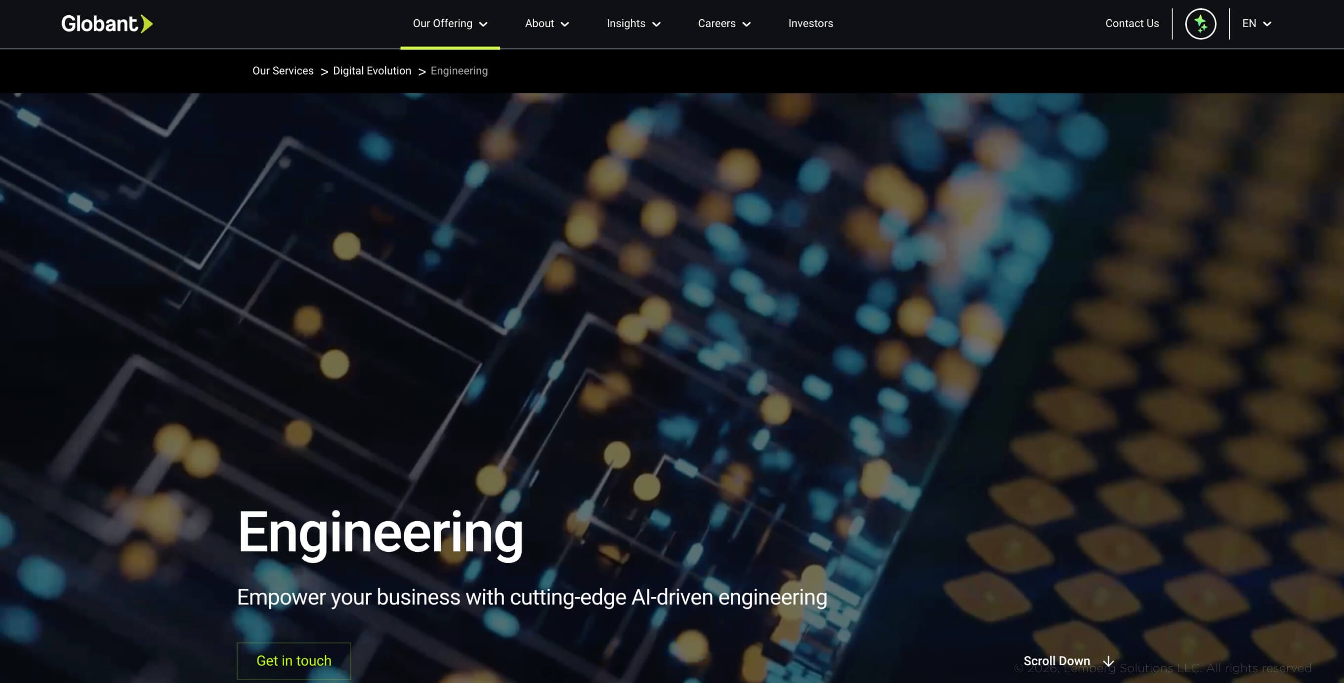 Banner for Globant, a product engineering page