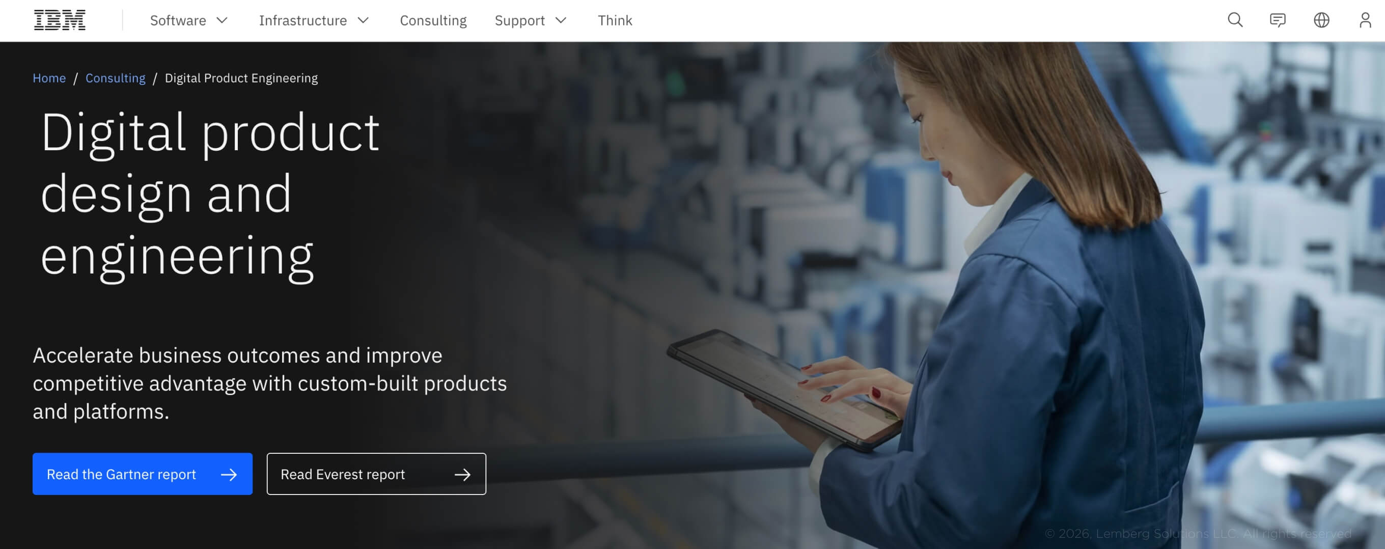Banner for IBM, a product engineering page
