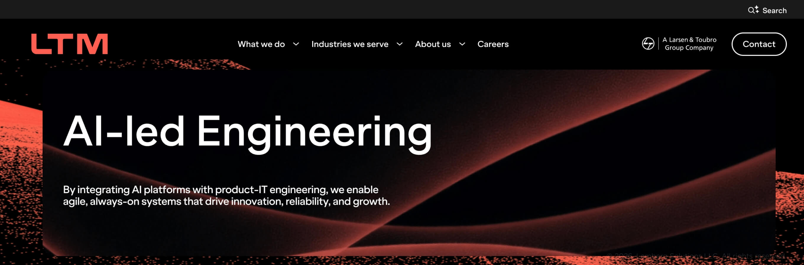 Banner for LTM, a product engineering page