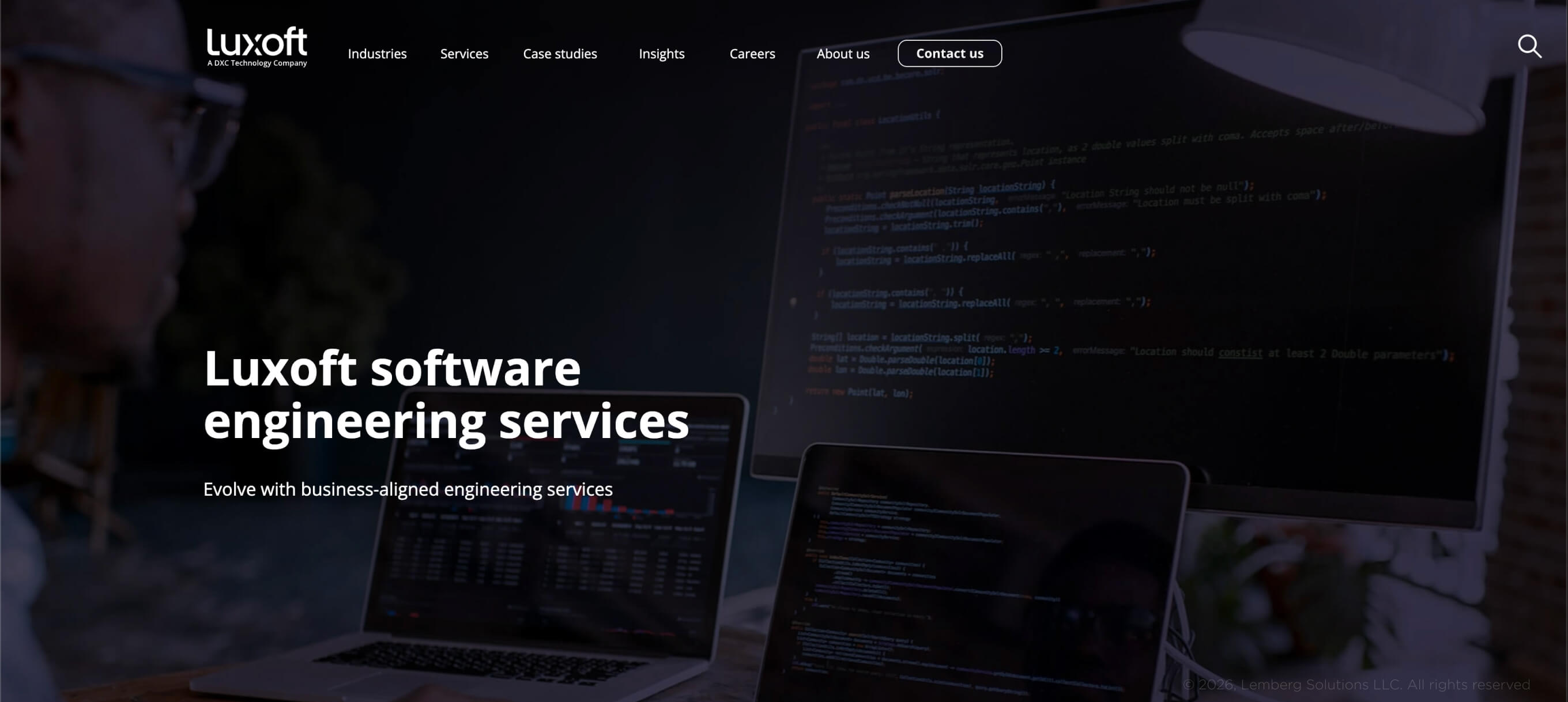 Banner for Luxoft, a product engineering page