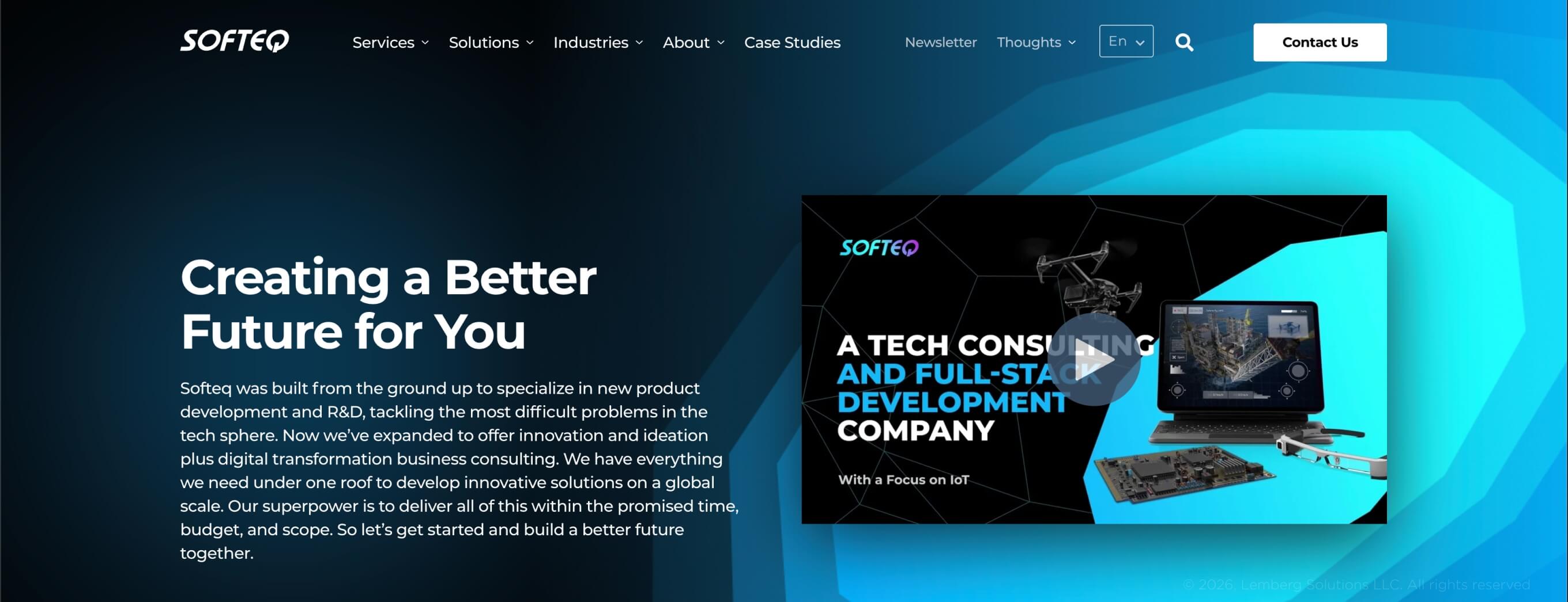 Banner for Softeq, a product engineering page