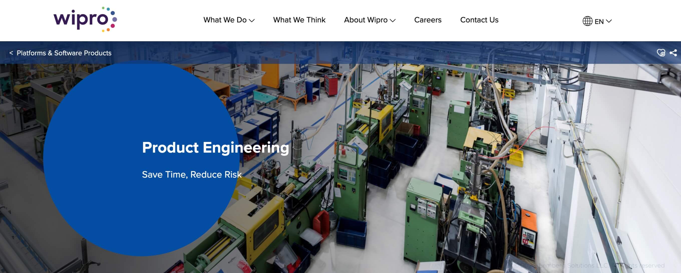 Banner for Wipro, a product engineering page
