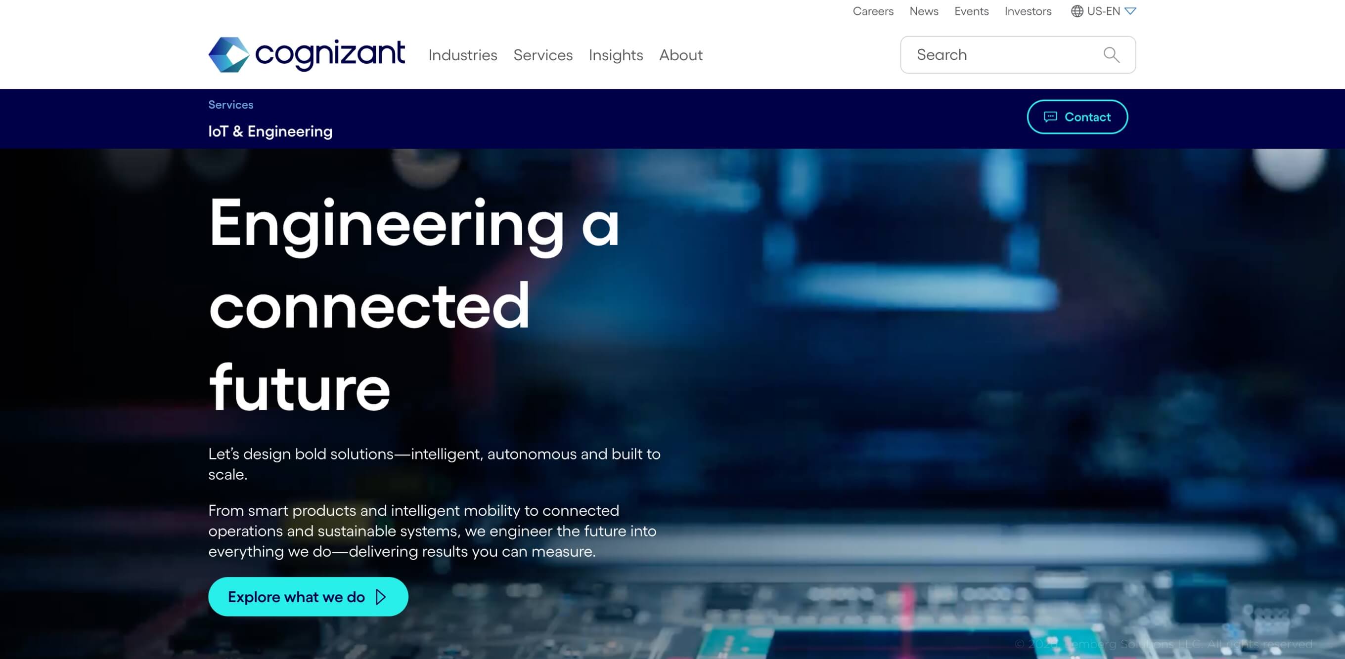 Banner for Cognizant, a product engineering page
