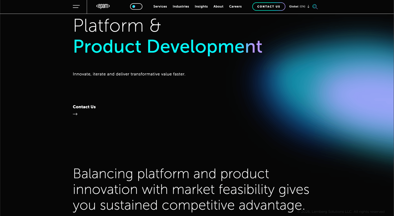 Banner for EPAM Systems, a product engineering page