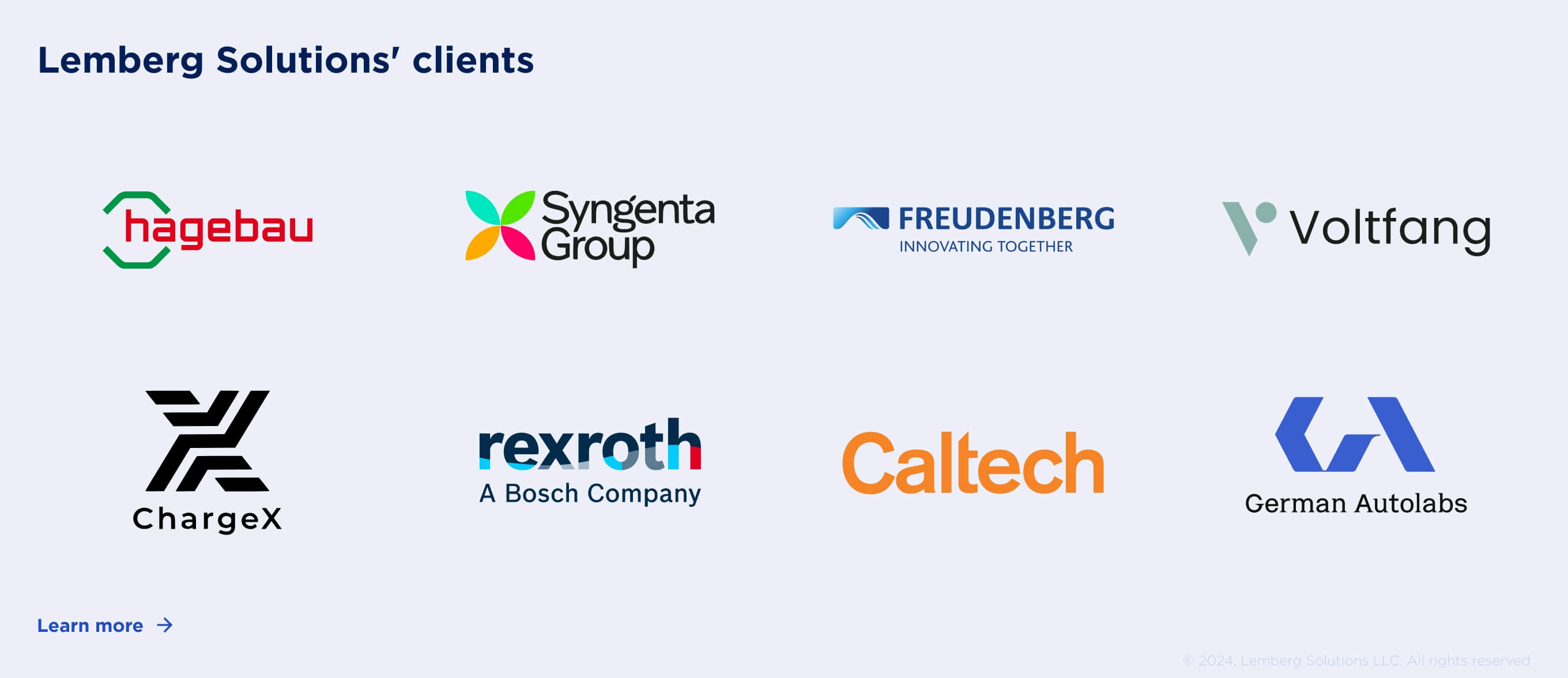 Top 27 IT outsourcing companies - Lemberg Solutions' clients - Lemberg Solutions Lemberg Solutions clients: Hagebau, Syngenta Group, Freudenberg, Voltfang, ChargeX, Bosch Rexroth, Caltech, German Autolabs