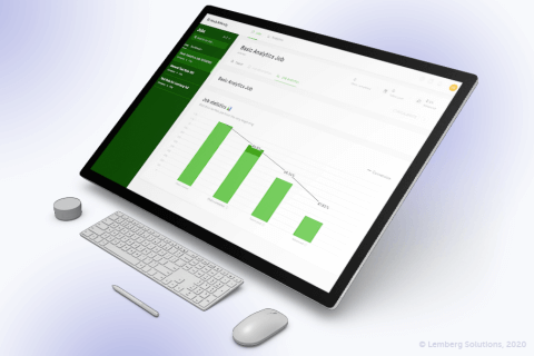 Laptop with Analytics opened - Lemberg Case Study - Front-end Development for HR Tech Company
