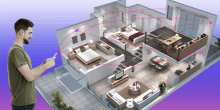A man checking his smart building detectors - Lemberg Solutions